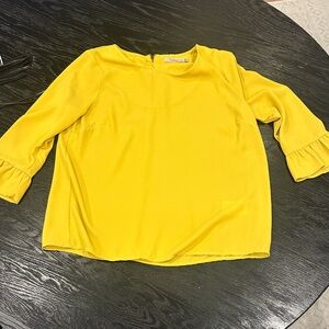 Darling Yellow Ruffle Sleeve Blouse